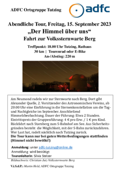 Flyer Fahrt zur Volkssternwarte Berg